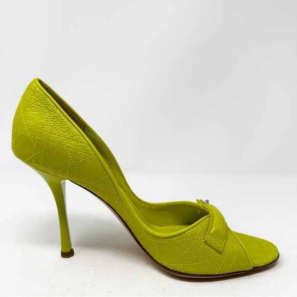 Christian Dior Leather Charm Peep Toe Heels 38 - Picture 8 of 11